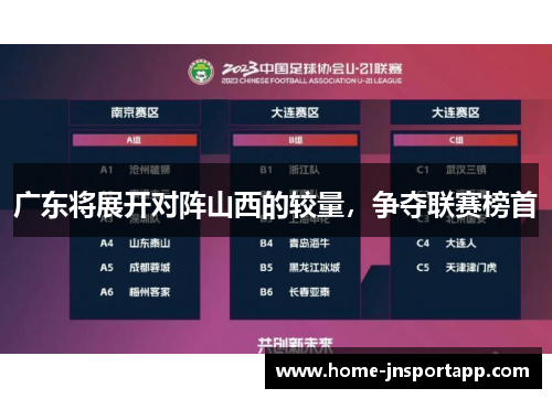 广东将展开对阵山西的较量，争夺联赛榜首